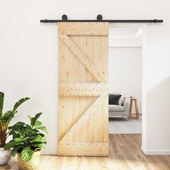 Συρόμενη Πόρτα Φυσικό και Μαύρο 70 x 210 cm 3444983