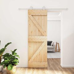 Συρόμενη Πόρτα 70 x 210 cm Συμπαγές Ξύλο Πεύκου (Ακατέργαστο) 3445004