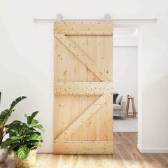 Συρόμενη Πόρτα 95 x 210 cm Συμπαγές Ξύλο Πεύκου (Ακατέργαστο) 3445022