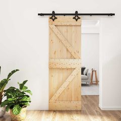 Συρόμενη Πόρτα Φυσικό και Μαύρο 70 x 210 cm 3445044