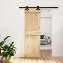 Συρόμενη Πόρτα 70 x 210 cm Συμπαγές Ξύλο Πεύκου (Ακατέργαστο) 3445046