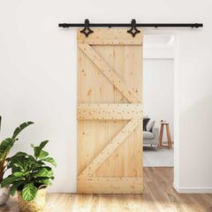 Συρόμενη Πόρτα Φυσικό και Μαύρο 85 x 210 cm 3445059