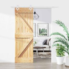 Συρόμενη Πόρτα 70 x 210 cm Συμπαγές Ξύλο Πεύκου (Ακατέργαστο) 3445079