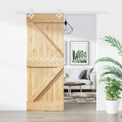 Συρόμενη Πόρτα Φυσικό και Λευκό 85 x 210 cm 3445096