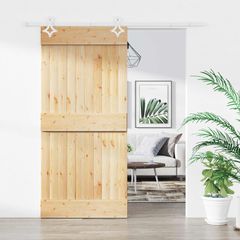Συρόμενη Πόρτα 95 x 210 cm Συμπαγές Ξύλο Πεύκου (Ακατέργαστο) 3445105
