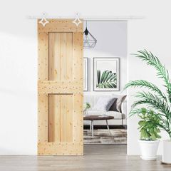 Συρόμενη Πόρτα 70 x 210 cm Συμπαγές Ξύλο Πεύκου (Ακατέργαστο) 3445107