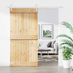Συρόμενη Πόρτα Φυσικό και Λευκό 100 x 210 cm 3445181