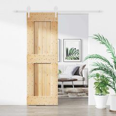 Συρόμενη Πόρτα 70 x 210 cm Συμπαγές Ξύλο Πεύκου (Ακατέργαστο) 3445182