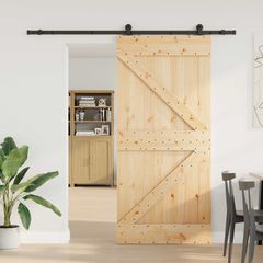 Συρόμενη Πόρτα NARVIK Φυσικό και Μαύρο 100 x 210 εκ (213,5 εκ) 3445226