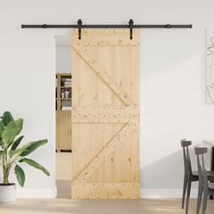 Συρόμενη Πόρτα NARVIK Φυσικό και Μαύρο 85 x 210 εκ (213,5 εκ) 3445246