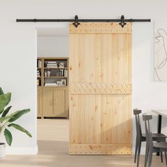Συρόμενη Πόρτα NARVIK Φυσικό και Μαύρο 100 x 210 εκ (213,5 εκ) 3445286