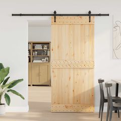 Συρόμενη Πόρτα NARVIK Φυσικό και Μαύρο 95 x 210 εκ (213,5 εκ) 3445297