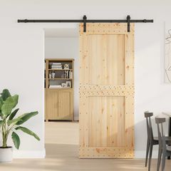 Συρόμενη Πόρτα NARVIK Φυσικό και Μαύρο 95 x 210 εκ (213,5 εκ) 3445309