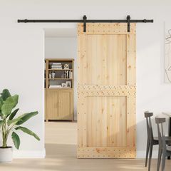 Συρόμενη Πόρτα NARVIK Φυσικό και Μαύρο 100 x 210 εκ (213,5 εκ) 3445310
