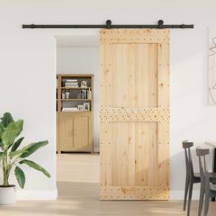 Συρόμενη Πόρτα NARVIK Φυσικό και Μαύρο 95 x 210 εκ (213,5 εκ) 3445321
