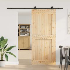 Συρόμενη Πόρτα NARVIK Φυσικό και Μαύρο 100 x 210 εκ (213,5 εκ) 3445322