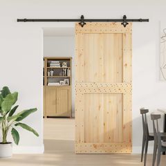 Συρόμενη Πόρτα NARVIK Φυσικό και Μαύρο 100 x 210 εκ (213,5 εκ) 3445334