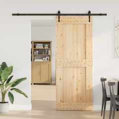 Συρόμενη Πόρτα NARVIK Φυσικό και Μαύρο 90 x 210 εκ (213,5 εκ) 3445344