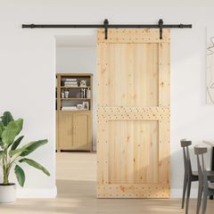Συρόμενη Πόρτα NARVIK Φυσικό και Μαύρο 100 x 210 εκ (213,5 εκ) 3445346