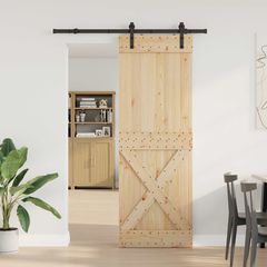 Συρόμενη Πόρτα NARVIK Φυσικό και Μαύρο 80 x 210 εκ (152,5 εκ) 3445348