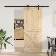 Συρόμενη Πόρτα NARVIK Φυσικό και Μαύρο 100 x 210 εκ (213,5 εκ) 3445358