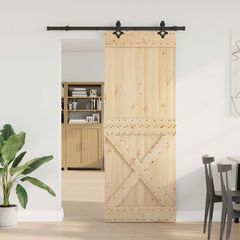 Συρόμενη Πόρτα NARVIK Φυσικό και Μαύρο 85 x 210 εκ (152,5 εκ) 3445373