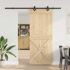 Συρόμενη Πόρτα NARVIK Φυσικό και Μαύρο 95 x 210 εκ (213,5 εκ) 3445381