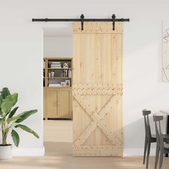 Συρόμενη Πόρτα NARVIK Φυσικό και Μαύρο 85 x 210 εκ (152,5 εκ) 3445385