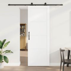 Συρόμενη Πόρτα ORKDAL 83 x 232 εκ. Μασίφ Ξύλο Πεύκου Λευκό 3445500