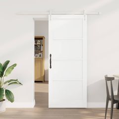 Συρόμενη Πόρτα ORKDAL 83 x 202 εκ. Μασίφ Ξύλο Πεύκου Λευκό 3445569