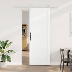 Συρόμενη Πόρτα ORKDAL 83 x 232 εκ. Μασίφ Ξύλο Πεύκου Λευκό 3445572