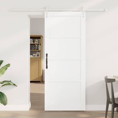 Συρόμενη Πόρτα ORKDAL 83 x 202 εκ. Μασίφ Ξύλο Πεύκου Λευκό 3445587