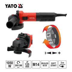 YATO ΤΡΟΧΟΣ ΓΩΝΙΑΚΟΣ ΡΥΘΜΙΖΟΜΕΝΟΣ BL 1050W/125MM YT-821014 (201821014)