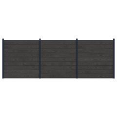 Σετ Φράχτη 3 τμχ. 526 x 186 cm WPC και Αλουμίνιο Μαύρο 3429413
