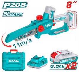 Αλυσοπρίονο TOTAL Κλαδευτικό Μπαταρίας Li-ion 20V / 6 Σέτ με 2 Μπαταρίες 2Ah σε Βαλίτσα Μεταφοράς BL Motor Επαγγελματικό ( TGSLI20662E )