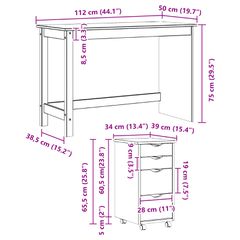 Σετ Γραφείου και Κινητού Ντουλαπιού MOSS 2 pcs Λευκό 3438791-thumb-9