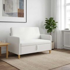 Καναπές με Αποθήκευση Λευκό 122 x 78 x 87 εκ Πολυεστέρας 42036902