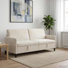 Καναπές με Αποθήκευση Κρεμ 192 x 78 x 87 εκ. Πολυεστέρας 42036997