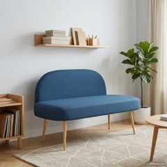 Δερμάτινος Πάγκος με Πλάτη Μπλε 110 x 60 x 76 cm Πολυεστέρας 42040764