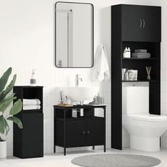 Ντουλάπι Νιπτήρα Μπάνιου Μαύρο Δρυς 60x30x60 εκ. από Τεχνητό Ξύλο 862234