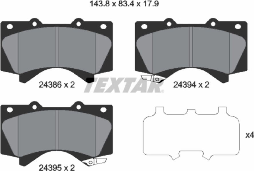 Textar Σετ τακάκια, Δισκόφρενα - 2438601