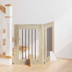 vidaXL Στερεωμένη γυαλιστερή πύλη για σκύλους 2 pcs Sonoma Δρυς