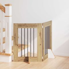 vidaXL Στερεωμένη γυαλιστερή πύλη για σκύλους 2 pcs Artisan Δρυς