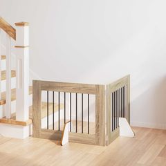 vidaXL Στερεωμένη γυαλιστερή πύλη για σκύλους 2 pcs Sonoma Δρυς