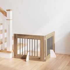 vidaXL Στερεωμένη γυαλιστερή πύλη για σκύλους 2 pcs Artisan Δρυς