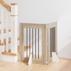 vidaXL Στερεωμένη γυαλιστερή πύλη για σκύλους 2 pcs Sonoma Δρυς