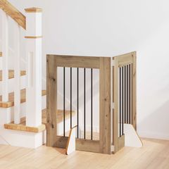 vidaXL Στερεωμένη γυαλιστερή πύλη για σκύλους 2 pcs Artisan Δρυς
