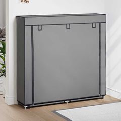 vidaXL Παπουτσοθήκη με Κάλυμμα Γκρι 115x28x110 εκ. Υφασμάτινη