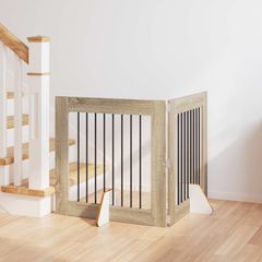 vidaXL Στερεωμένη γυαλιστερή πύλη για σκύλους 2 pcs Sonoma Δρυς