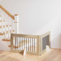 vidaXL Στερεωμένη γυαλιστερή πύλη για σκύλους 2 pcs Sonoma Δρυς